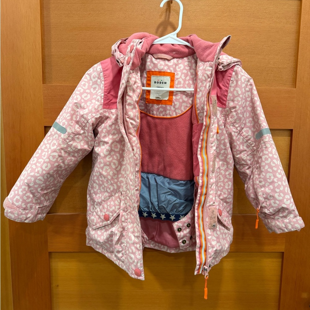Boden Pink Leopard Print Kids Jacket